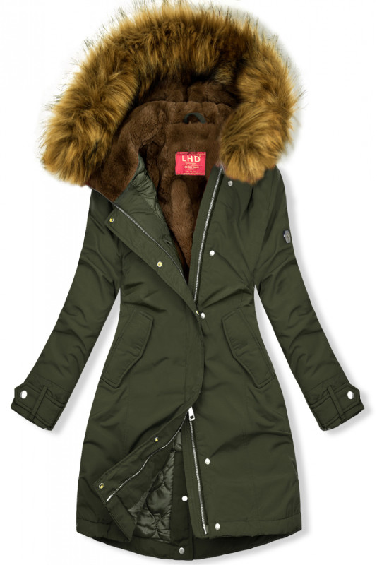 Parka de tranziție îmblănită kaki