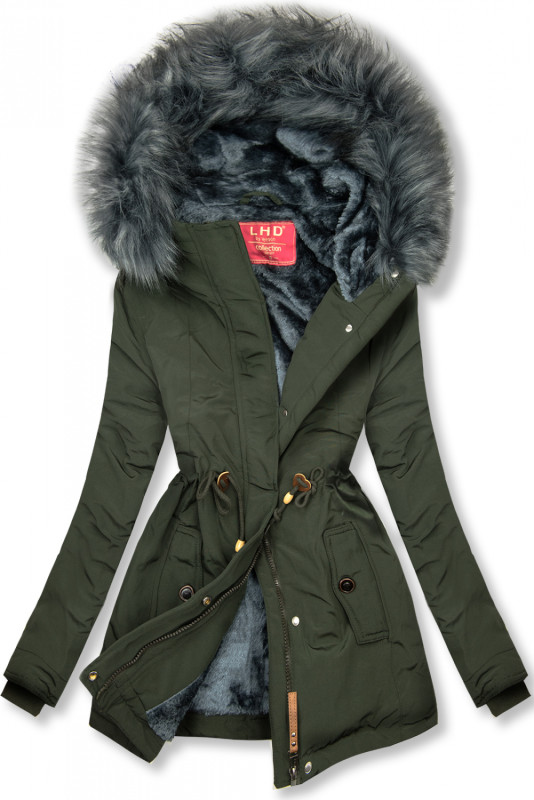 Parka verde închis cu pluș de toamnă/iarnă