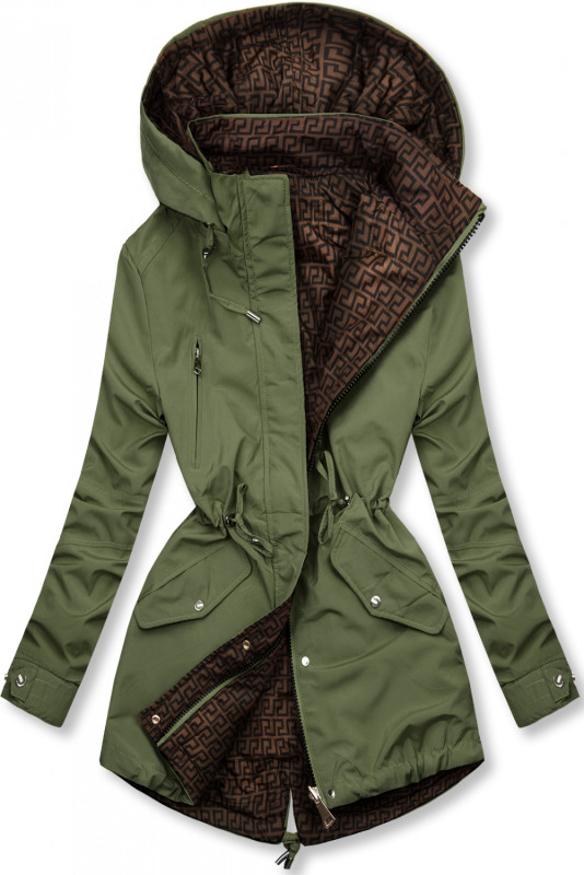 Parka reversibilă de tranziție kaki/maro