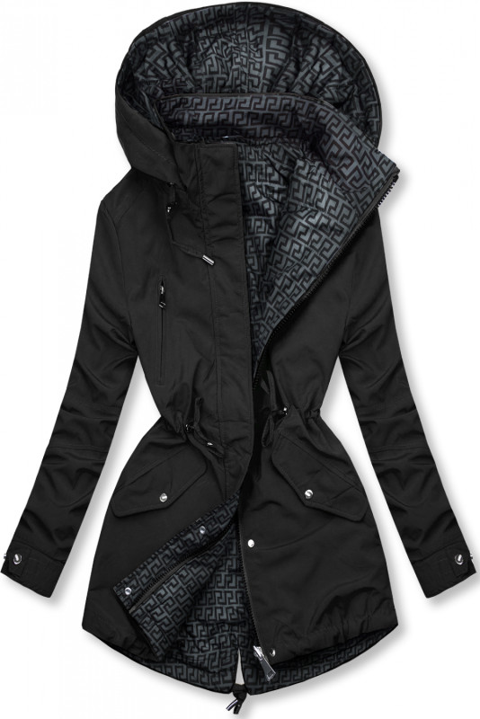 Parka reversibilă de tranziție negru/gri