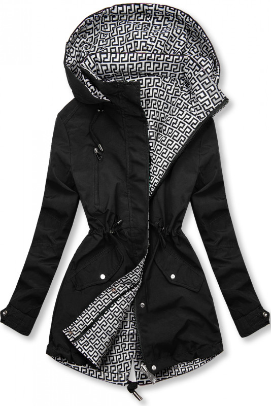 Parka reversibilă de tranziție negru/alb
