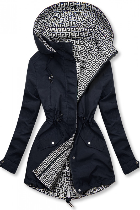 Parka reversibilă de tranziție albastru/alb
