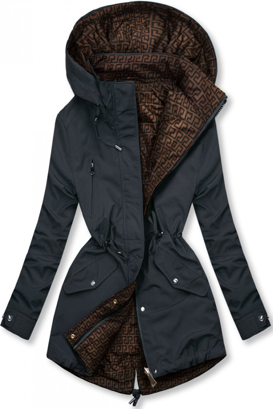 Parka reversibilă de tranziție albastru închis/maro