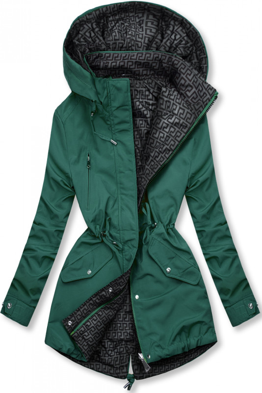 Parka reversibilă de tranziție verde/gri