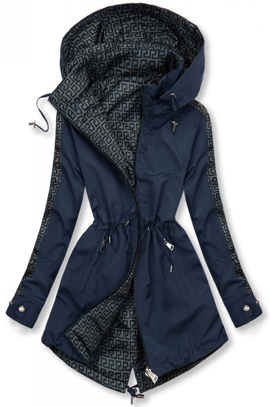 Parka reversibilă cu imprimeu albastru închis/gri