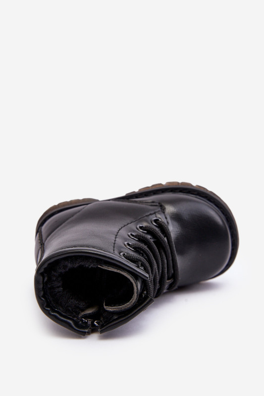 Ghete negre din piele ecologică cu fermoar lateral