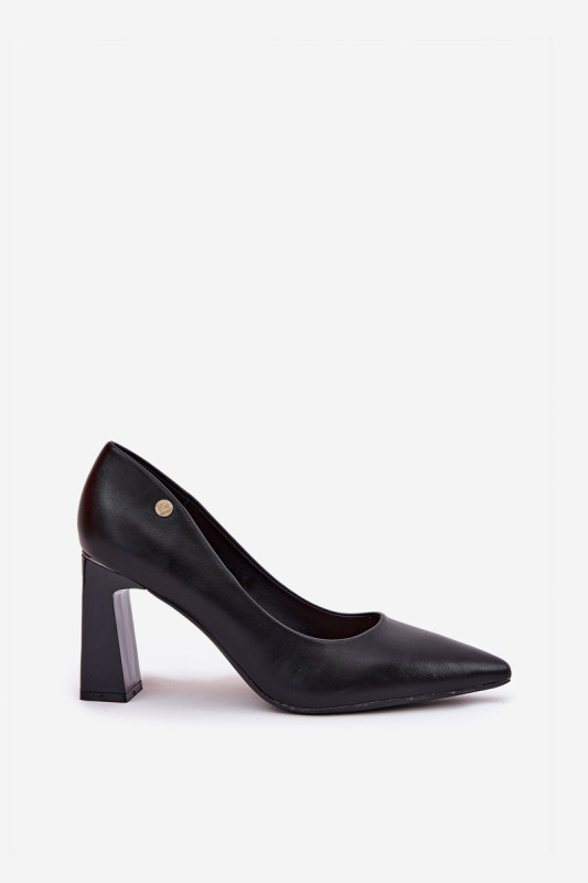 Pantofi eleganți cu toc gros, negri