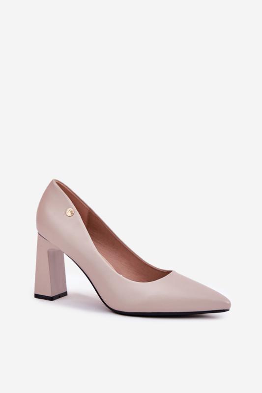Pantofi eleganți cu toc gros, gri