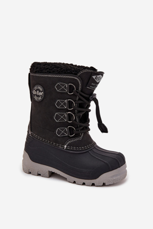 Cizme de iarnă negre din piele ecologică cu blană