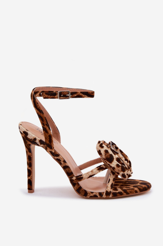 Sandale cu toc subțire și decor animal print