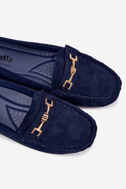 Mocasini clasici din piele întoarsă albastră