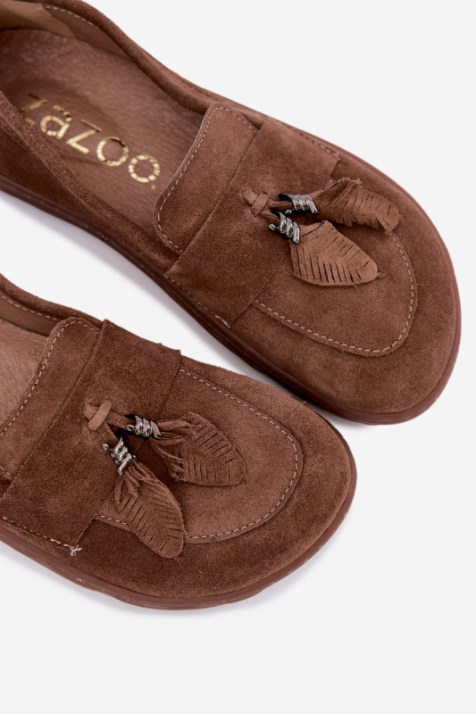 Mocasin barefoot din piele naturală întoarsă, maro