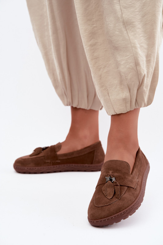 Mocasin barefoot din piele naturală întoarsă, maro