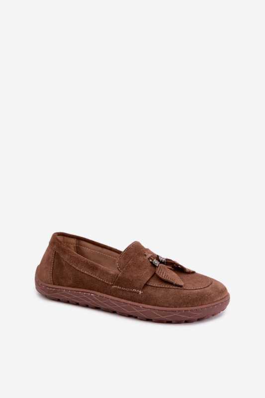 Mocasin barefoot din piele naturală întoarsă, maro
