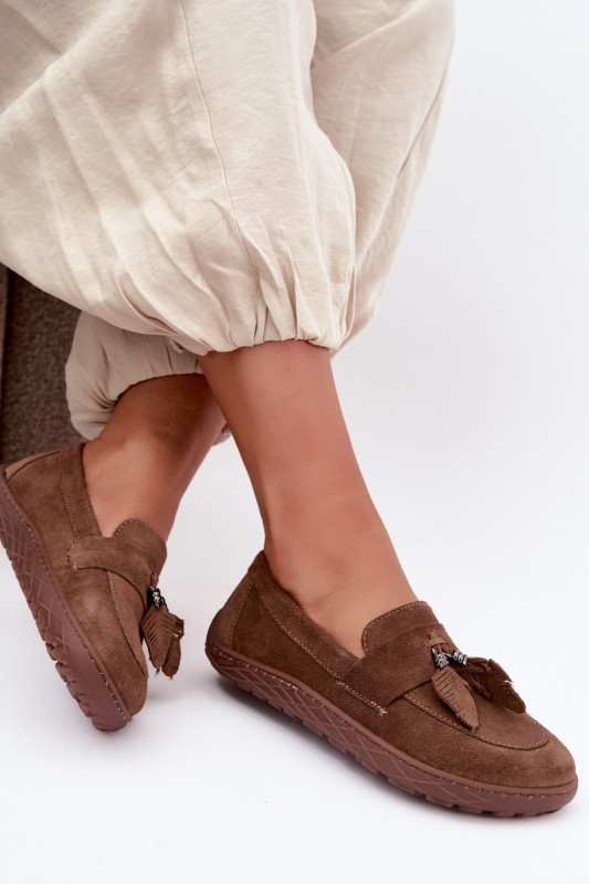 Mocasin barefoot din piele naturală întoarsă, maro