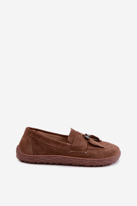Mocasin barefoot din piele naturală întoarsă, maro
