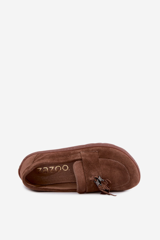 Mocasin barefoot din piele naturală întoarsă, maro