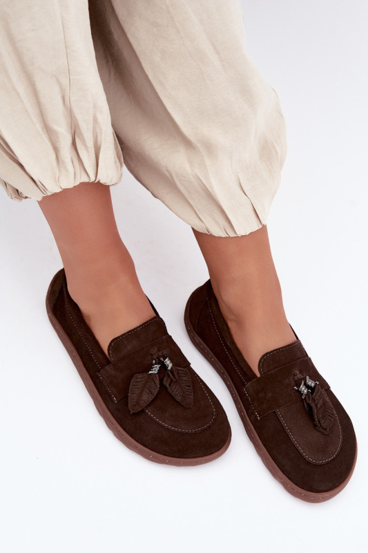 Mocasini barefoot din piele naturală întoarsă, maro