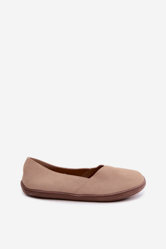 Balerini barefoot din piele întoarsă naturală bej