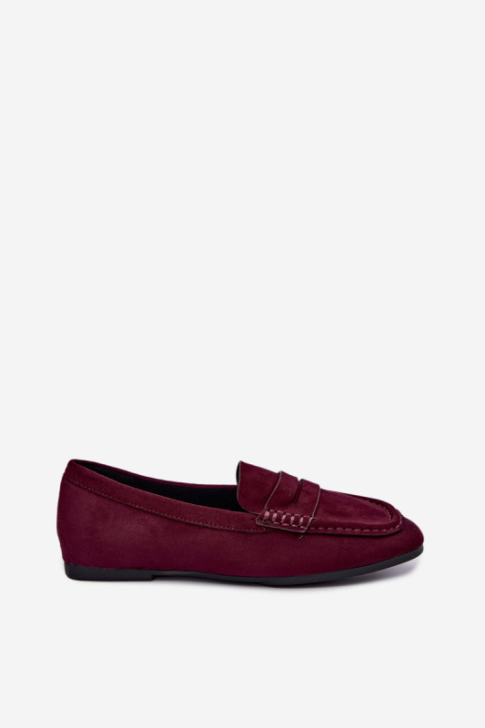 Mocasini plați bordo din piele ecologică întoarsă