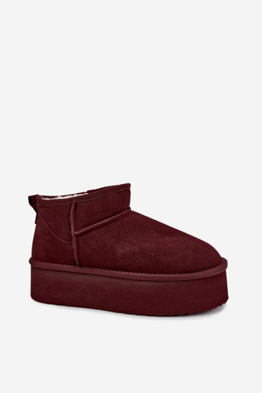 Cizme de zăpadă din piele întoarsă naturală bordo