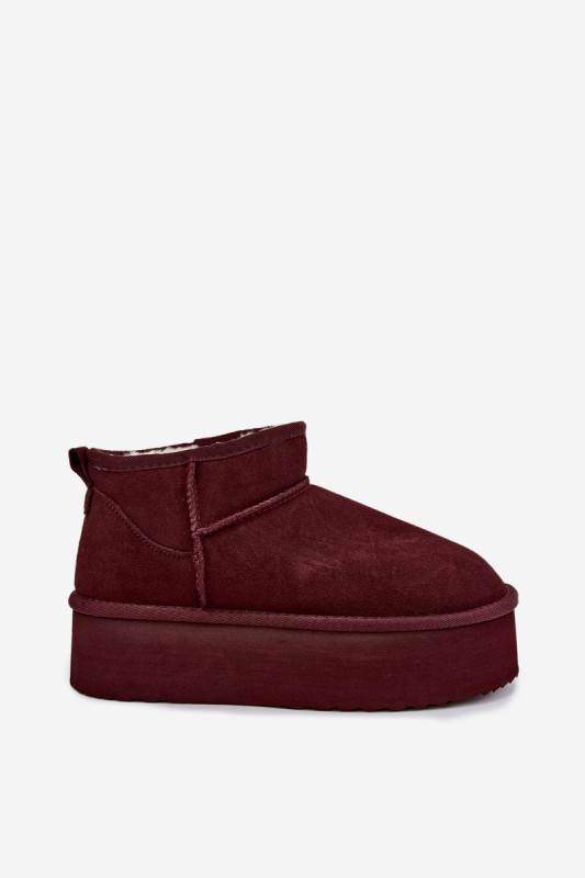 Cizme de zăpadă din piele întoarsă naturală bordo