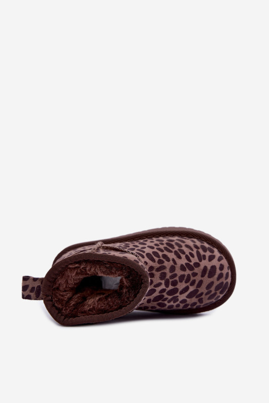 Cizme de zăpadă cu imprimeu leopard, maro, din piele ecologică întoarsă