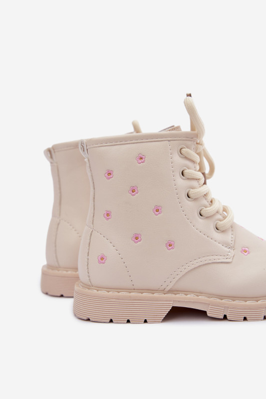 Ghete bej îmblănite cu model floral