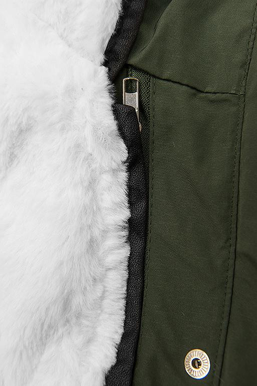 Parka de toamnă/iarnă kaki/alb