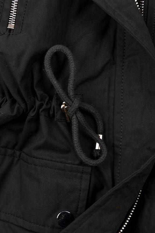 Parka îmblănită de iarnă neagră