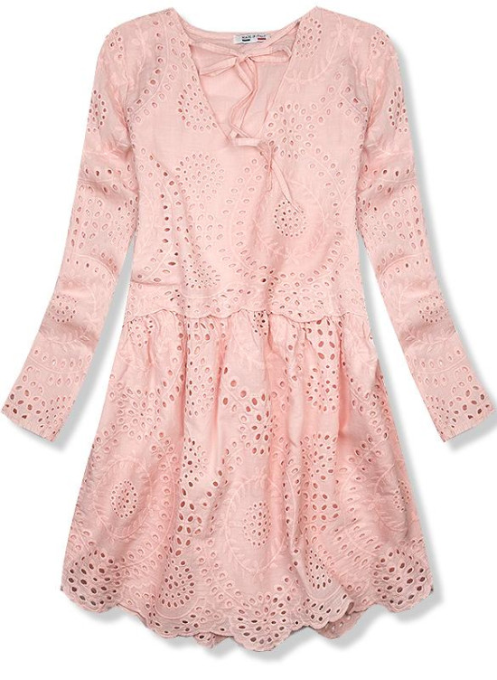 Rochie pudră cu broderie perforată