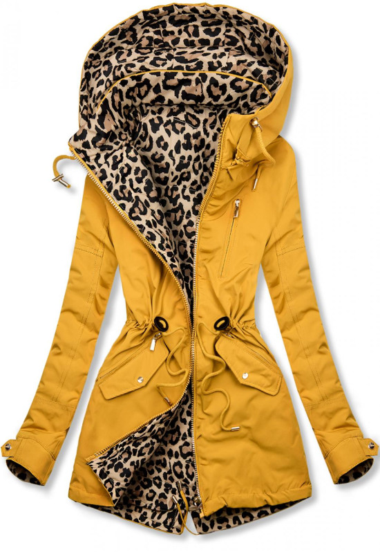 Parka galbenă reversibilă cu animal print