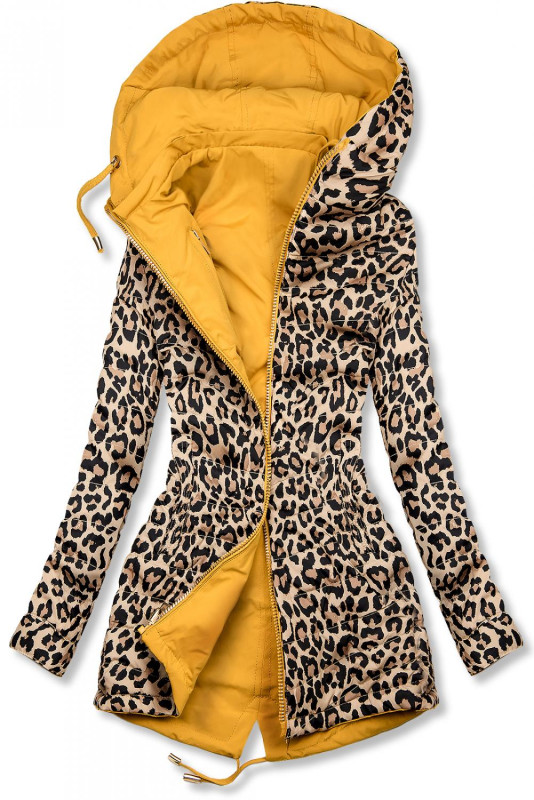 Parka galbenă reversibilă cu animal print