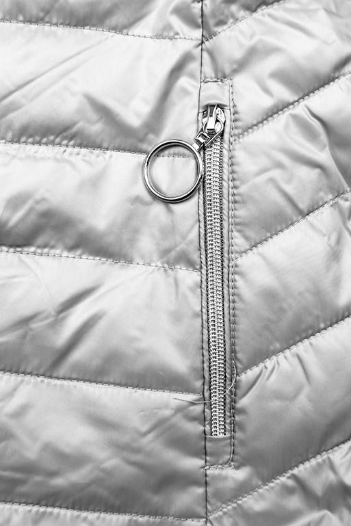 Geacă matlasată de primăvară gri cu glugă