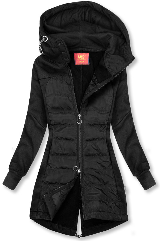 Hanorac negru din materiale combinate