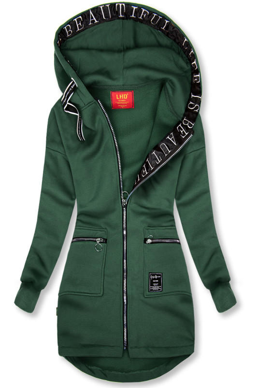 Hanorac prelungit sport verde smarald