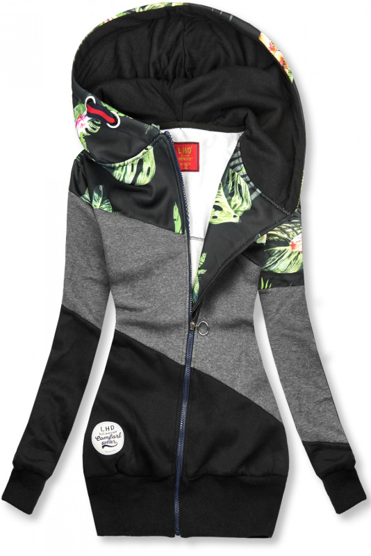 Hanorac floral antracit/negru