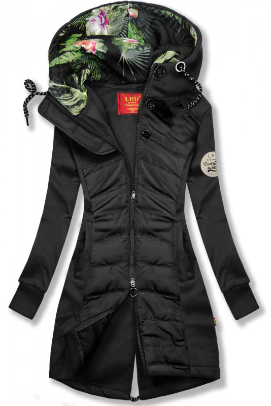 Hanorac negru cu materiale combinate