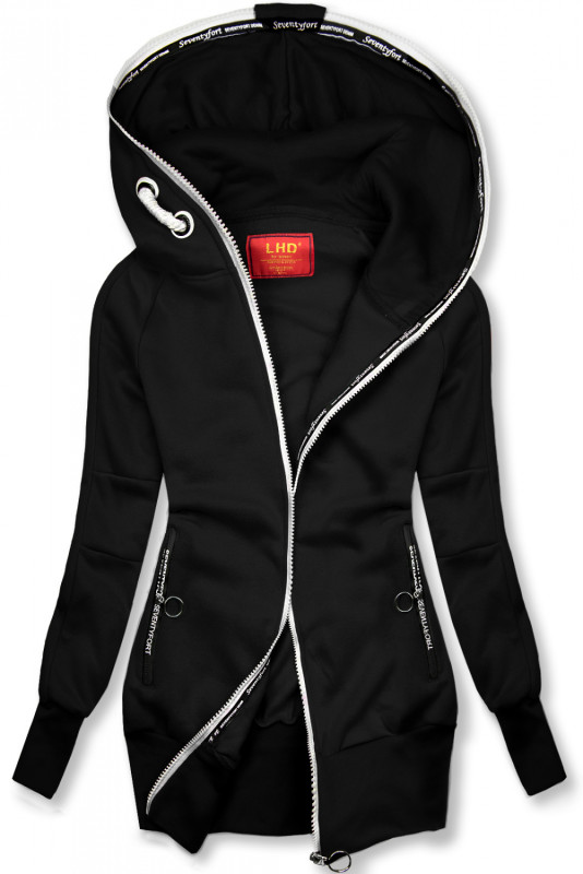 Hanorac negru cu design sportiv