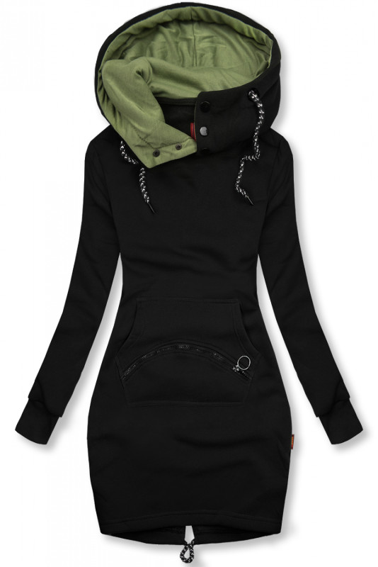 Hanorac prelungit negru/kaki