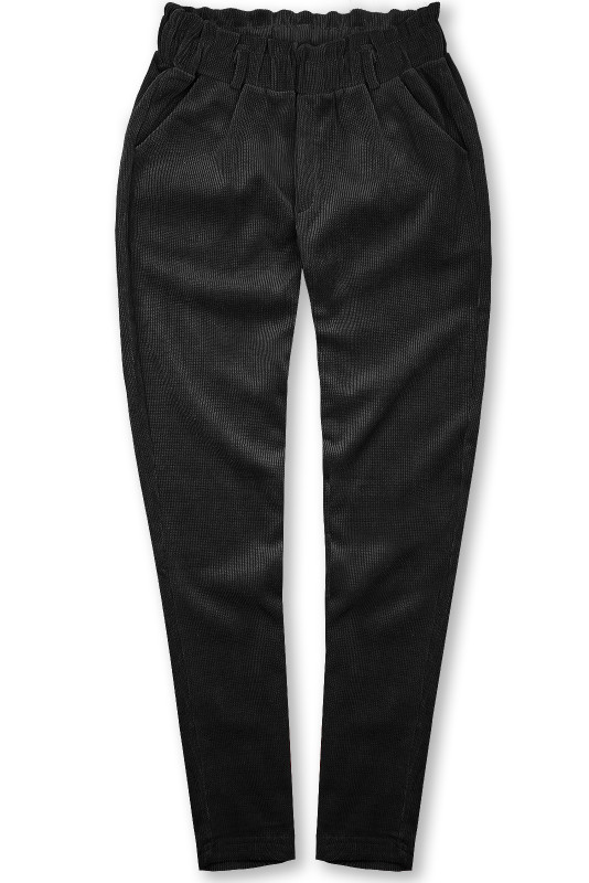 Pantaloni negri casual cu elastic în talie