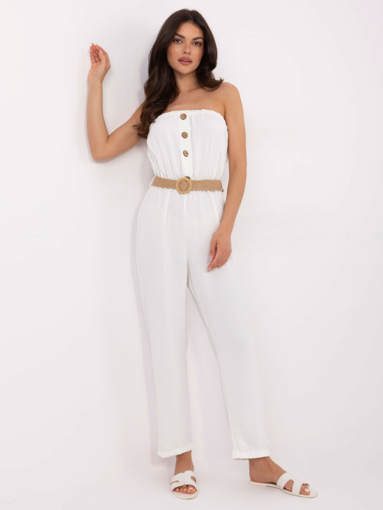 Salopetă ecru cu curea RUE PARIS