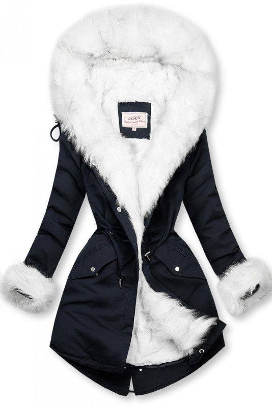Parka bleumarin/alb pentru iarnă cu căptușeală detașabilă