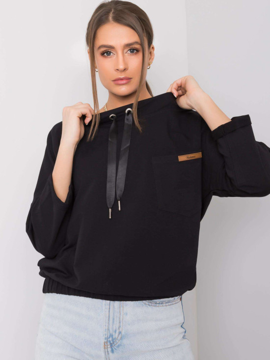 Pulover negru oversize din bumbac