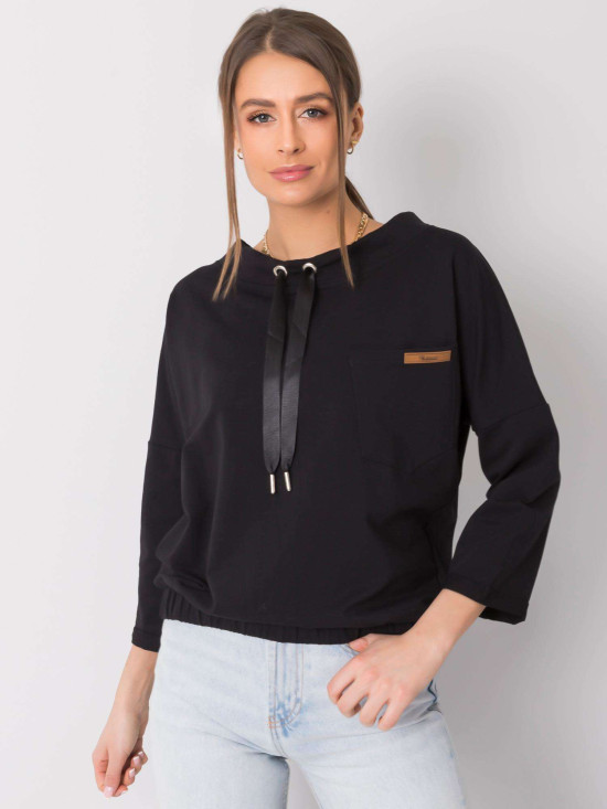 Pulover negru oversize din bumbac