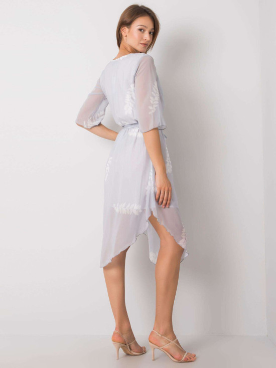 Rochie gri cu motiv floral