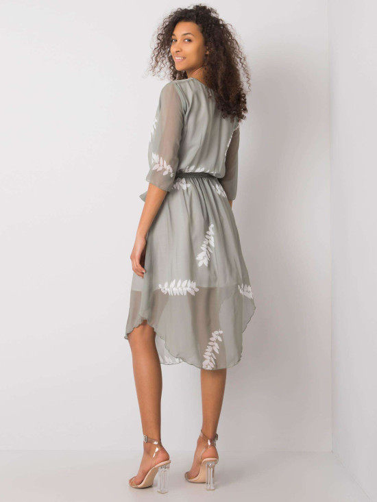 Rochie gri cu motiv floral