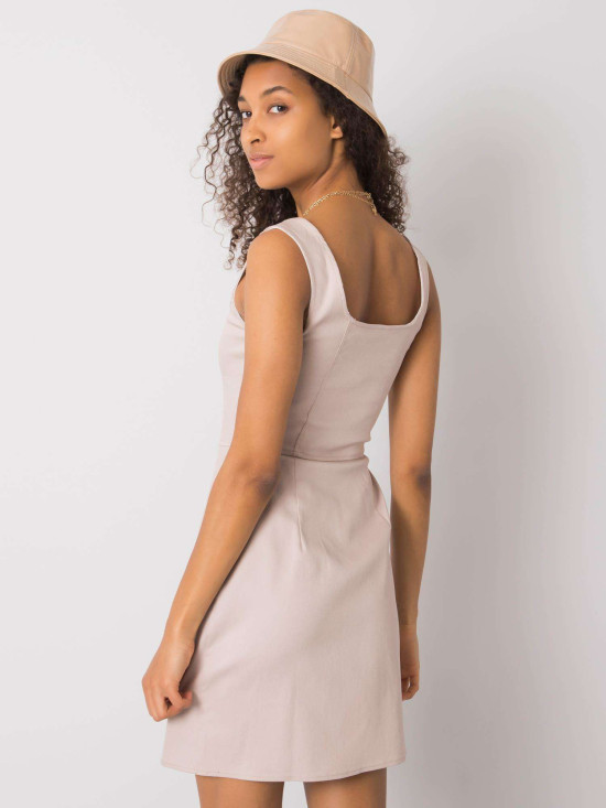 Rochie bej cu nasturi