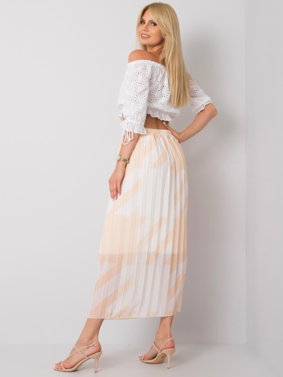 Fustă plisată bej cu model