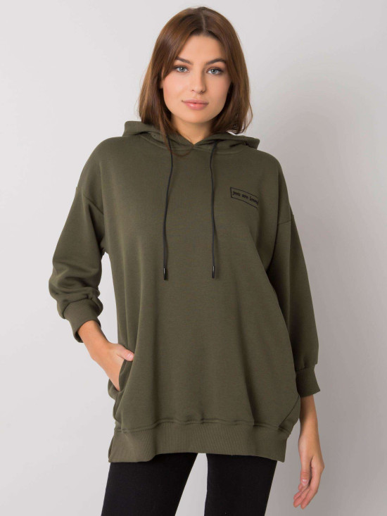 Pulover khaki din bumbac cu buzunare